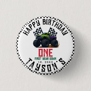 Monster Trucks 1st Birthday Vroom Party 3 Cm Round Badge
