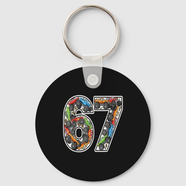 Monster Trucks 67 Meme Funny Design For Boys Kids  Key Ring (Front)