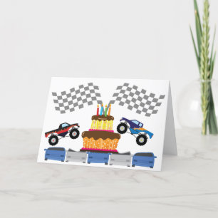 Monster Trucks and Cake Birthday Weekend card