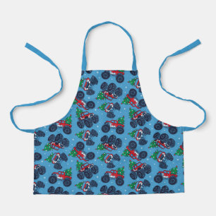 Monster Trucks and Christmas Trees Pattern Apron
