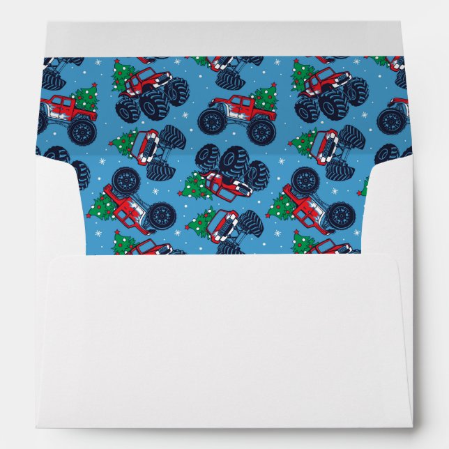 Monster Trucks and Christmas Trees Pattern Envelope (Back (Bottom))
