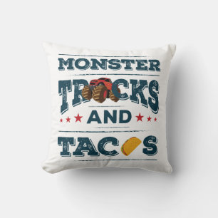 Monster Trucks and Tacos Cushion