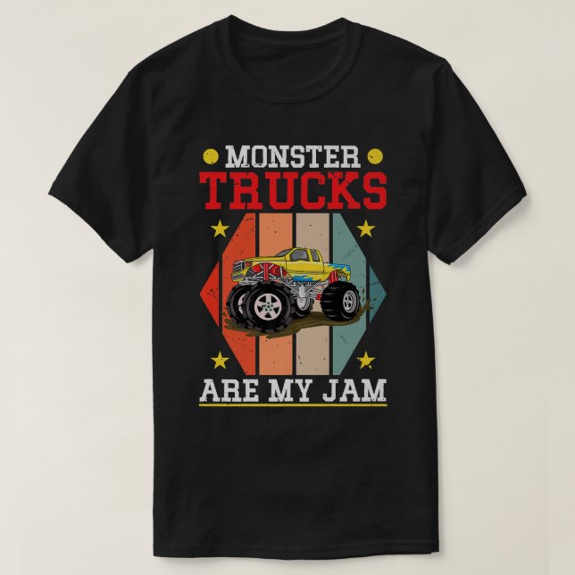 Monster Trucks Are My Jam Action And Monster Truck T-Shirt (Design Front)