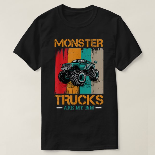 Monster Trucks Are My Jam Action And Monster Truck T-Shirt (Design Front)
