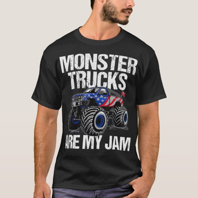 Monster Trucks Are My Jam Lifted Truck Funny Offro T-Shirt (Front)