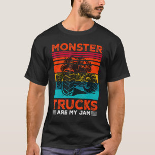Monster Trucks Are My Jam Retro Sunset Engine Yout T-Shirt