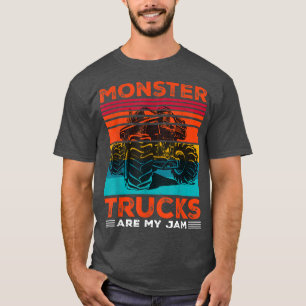 Monster Trucks Are My Jam Retro Sunset Engine Yout T-Shirt