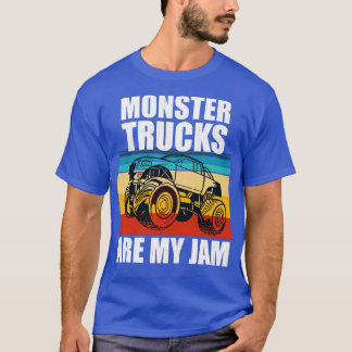 Monster Trucks Are My Jam Vintage Retro Sunset  T-Shirt
