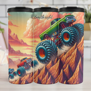 Monster Trucks Climbing Desert Hills Thermal Tumbler