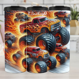Monster Trucks Fiery Race Track Thermal Tumbler