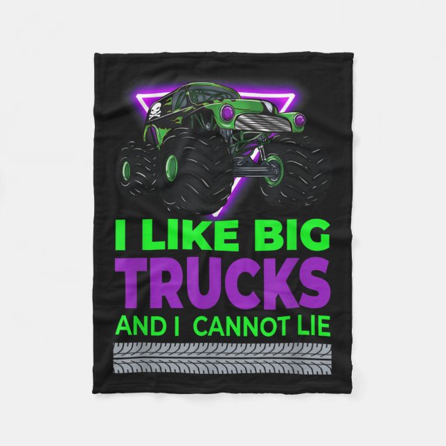 Monster Trucks - I Like Big Trucks And I Cannot Li Fleece Blanket (Front)