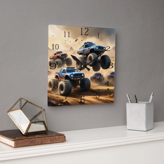 Monster Trucks Mayhem, Square Wall Clock (Office)