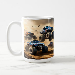 Monster Trucks Racing In The Desert, Coffee Mug