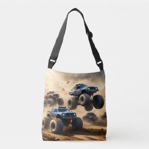 Monster Trucks Racing In The Desert, Crossbody Bag