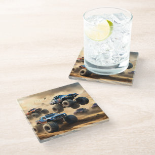Monster Trucks Racing In The Desert, Glass Coaster
