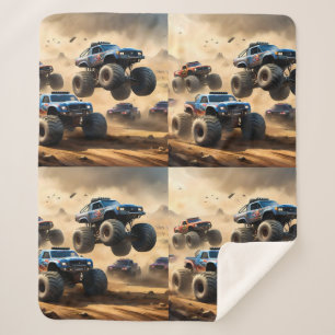 Monster Trucks Racing In The Desert, Sherpa Blanket