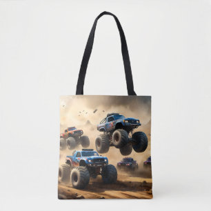 Monster Trucks Racing In The Desert, Tote Bag