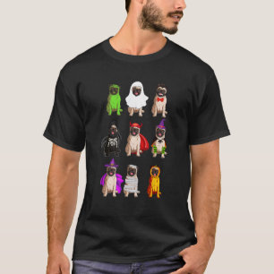 Monster Witch Boo Ghost Skeleton Pug Dog Halloween T-Shirt