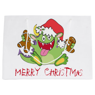 Monster with Gingerbread Man Large Gift Bag