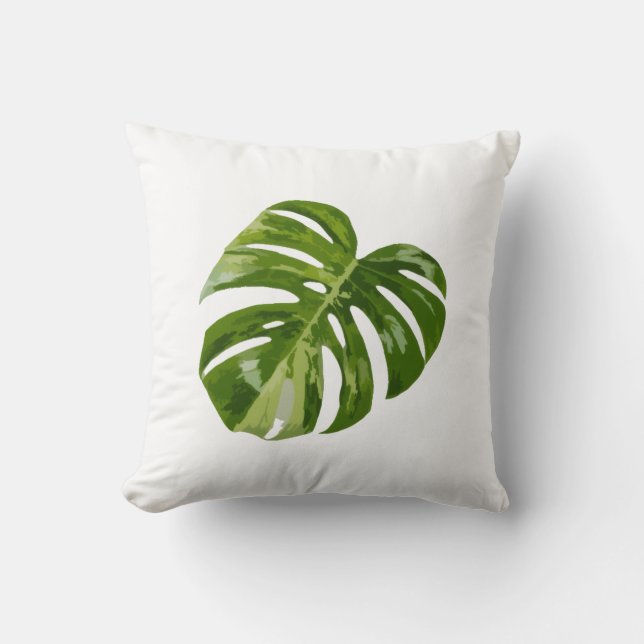 Monstera Albo Leaf — Botanical Home Decor Cushion (Front)