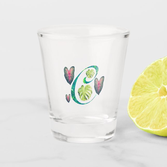Monstera Alphabet "C"  Shot Glass (Front)