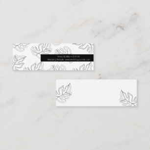 Monstera Black White Botanical Wedding Mini Business Card