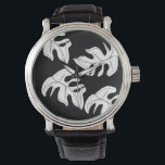 Monstera Black White Botanical Wedding Watch<br><div class="desc">Hand Drawn Monstera Leaf Illustration for Wedding</div>