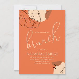 Monstera Brunch Shapes Bridal Shower Brunch Invitation