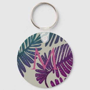 Monstera  button keychain