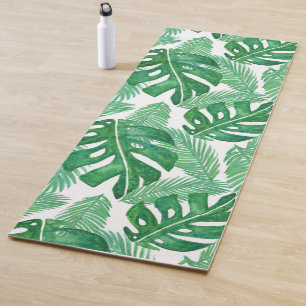 Monstera Deliciosa Green Tropical Leaf Pattern Yoga Mat