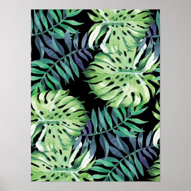 Monstera Deliciosa Hawaiian Island Tropics Leaves Poster (Front)