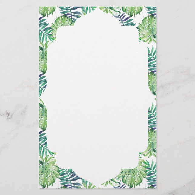 Monstera Deliciosa Hawaiian Island Tropics Leaves Stationery (Front)