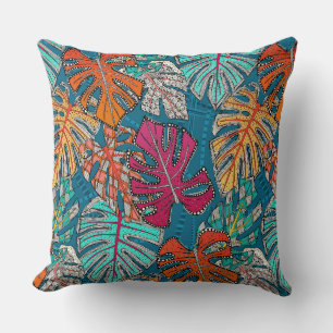 monstera deliciosa peacock cushion