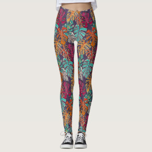 monstera deliciosa plum leggings