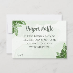 Monstera Diaper Raffle Card Tropical Greenery Pale