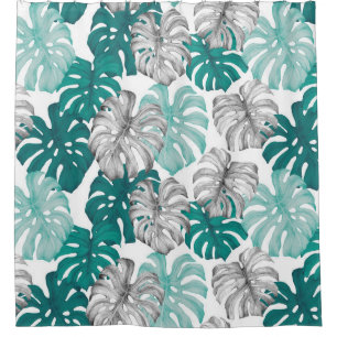 Monstera Duo Tone: Minimal Tropics Shower Curtain