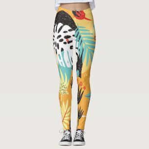 Monstera flower: vintage botanical illustration. leggings