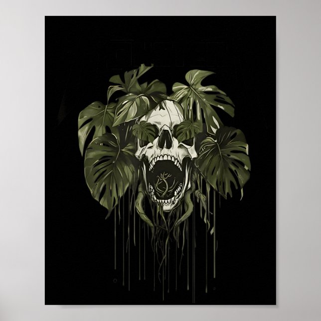 Monstera Funny Skull Plant Lover Nge Gardener Wome Poster (Front)