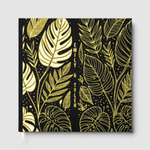 Monstera Gold Foliage Wedding Guest Book