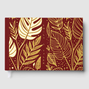 Monstera Gold Foliage Wedding Guest Book