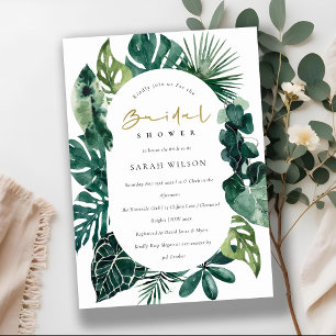 Monstera Green Leafy Capsule Bridal Shower Invite