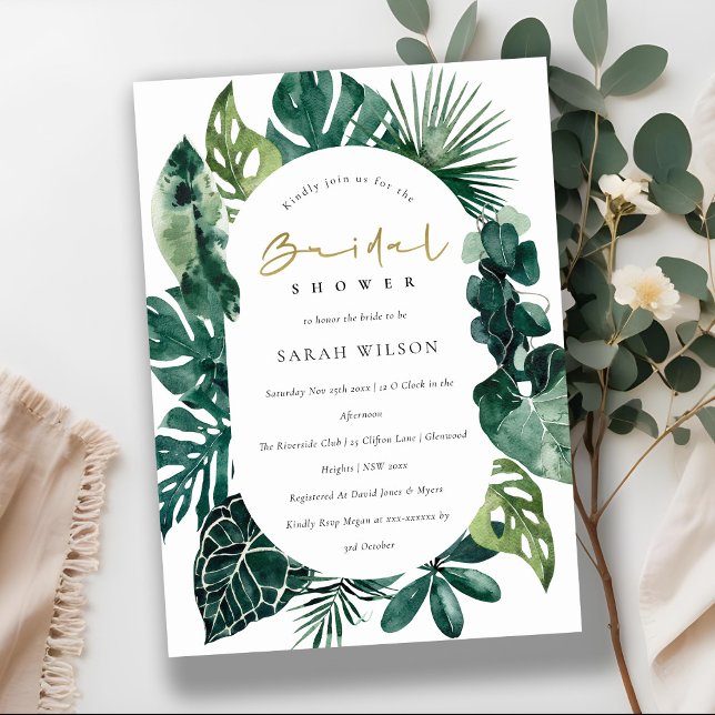 Monstera Green Leafy Capsule Bridal Shower Invite (Creator Uploaded)