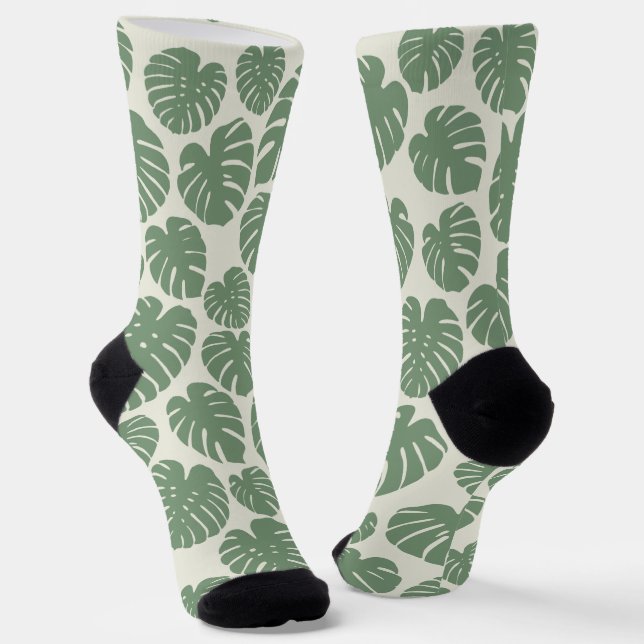 Monstera - Green Socks (Angled)