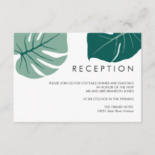 Monstera Green   WEDDING  Reception Enclosure Card