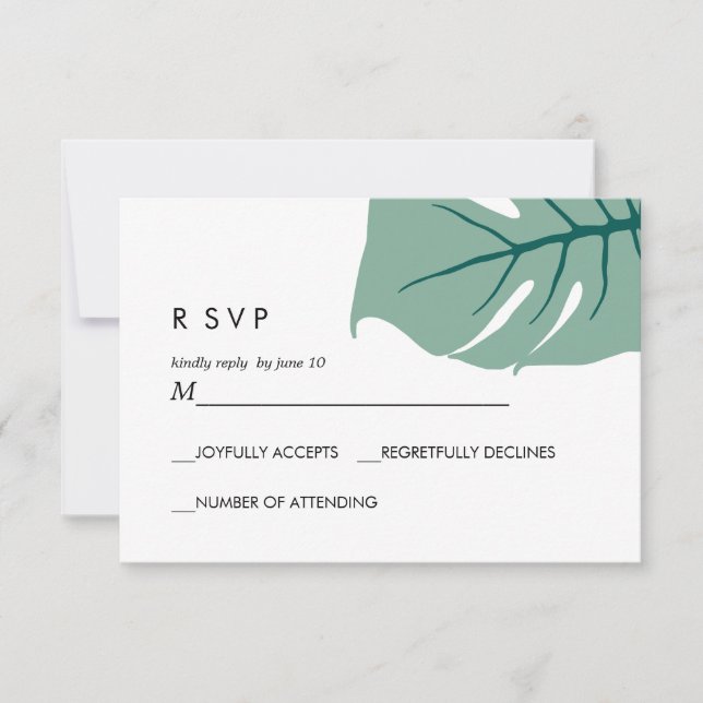 Monstera | Green |  Wedding Response RSVP (Front)