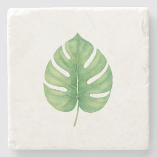Monstera Gren Leaf Stone Coaster