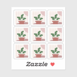 Monstera House Plant Frames Bohemian Sticker