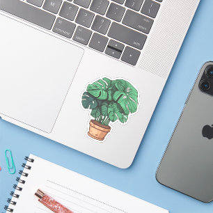 Monstera house plant, potted plant sticker