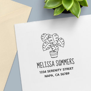 Monstera Houseplant Address Self-inking Stamp