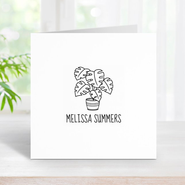 Monstera Houseplant Custom Name 1x1 Rubber Stamp (Creator Uploaded)